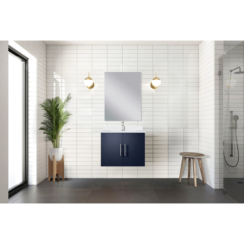 Meuble-lavabo de salle de bain 24 po X P 22 po D, dessus en quartz blanc et ensemble de robinet, Marine, 24"