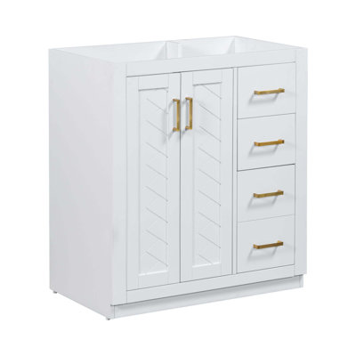 Meuble-lavabo de salle de bain sans comptoir, armoire de rangement en bois massif avec portes à fermeture douce, armoire de rangement en cadre seulement, style rétro