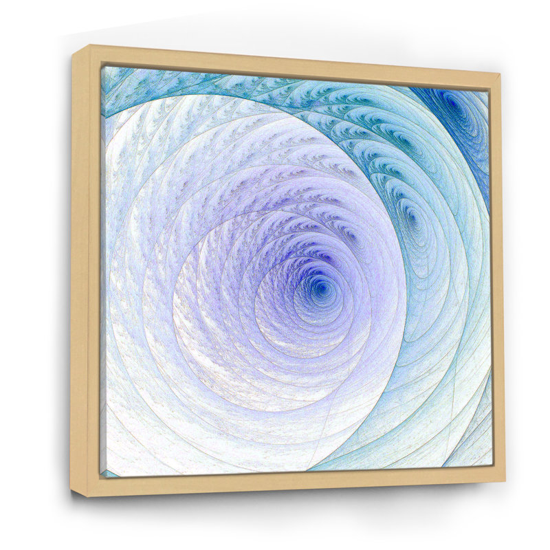 Fractale bleue et mauve - impression sur toile encadrée, H 16 po x l 16 po x P 1 po, Cadre flottant brun