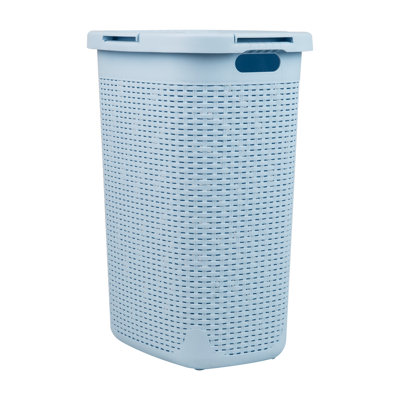  50L Slim Laundry Hamper, Clothes Basket, Lid, Plastic