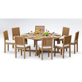 6 Seats 7 Pcs Grade-A Teak Wood Dining Set: 72" Round Table And 6 Maldives Armless Chairs #11ML1700
