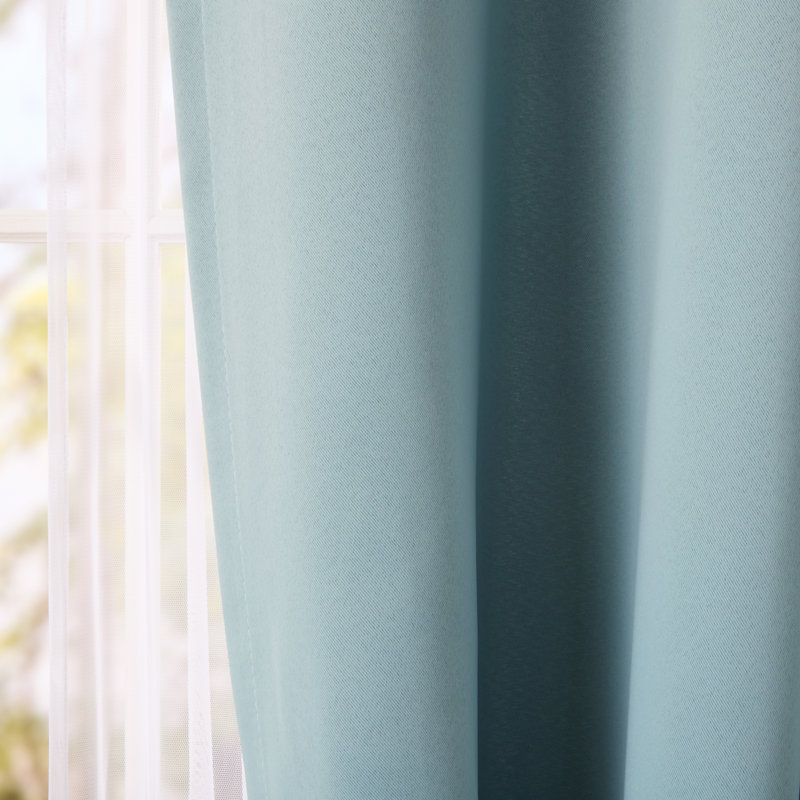  Oslo Double Layer Room Darkening and Sheer Grommet Top Curtains 2-Pack, Light Blue, 52" W x 84" L