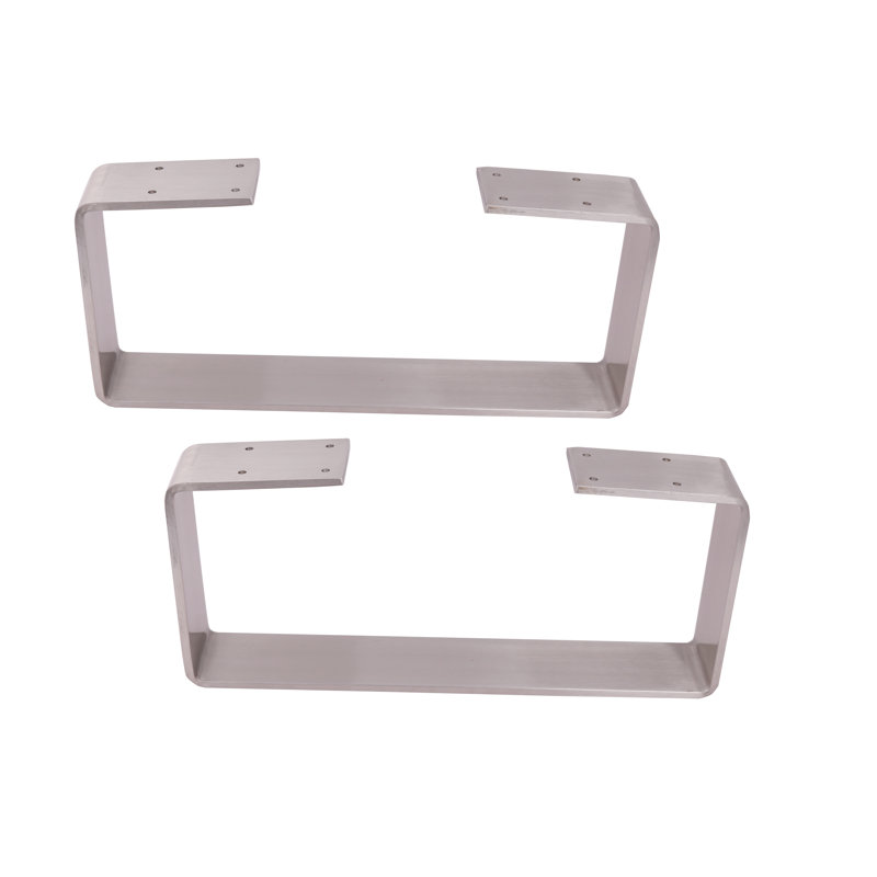 2 pieds de table basse de 6 po x 6 po, pieds en acier massif en nickel brossé en forme de U, pieds d'armoire, pieds de canapé, nickel brossé