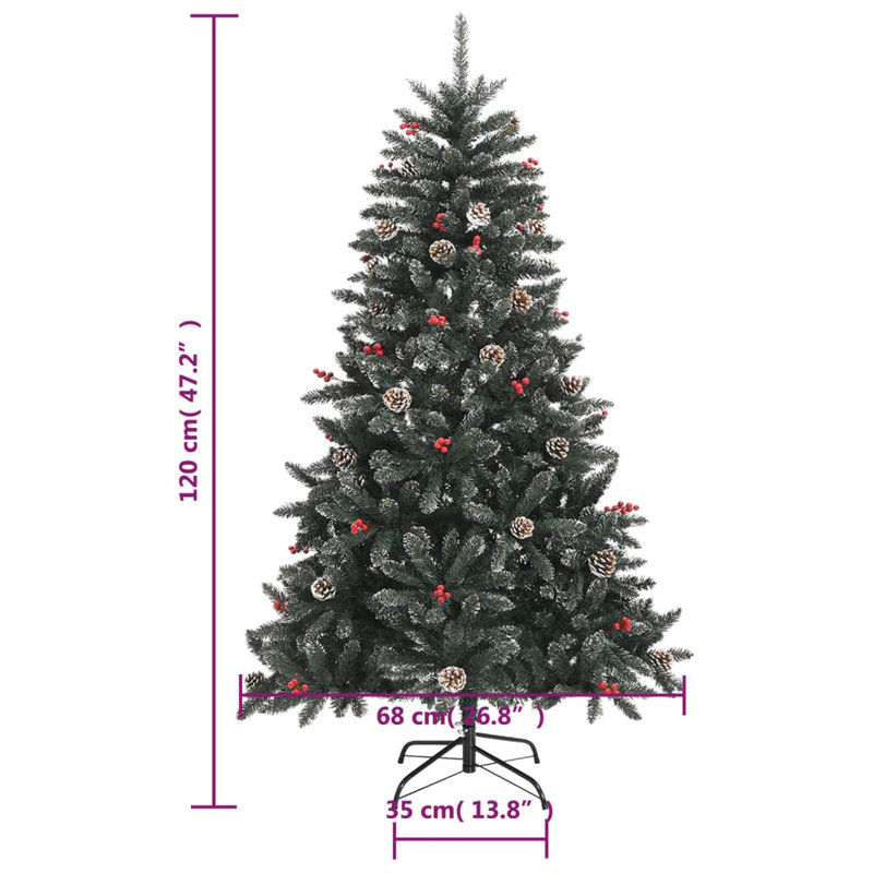 Christmas Tree Decoration Artificial Xmas Tree with Stand Green PVC, Not Pre-Lit, 3.1'