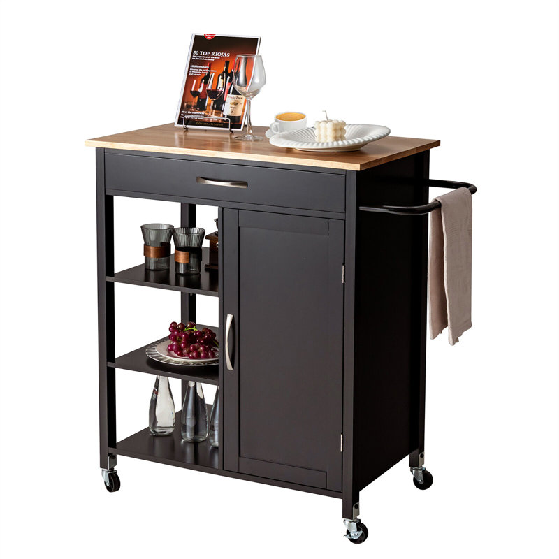 Solid Wood Top Kitchen Island, Brown