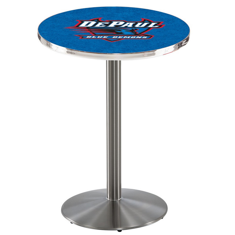 Round Metal Base Dining Table, Stainless Steel, DePaul University