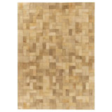 Natural Hide Cowhide Geometric Area Rug in Ivory