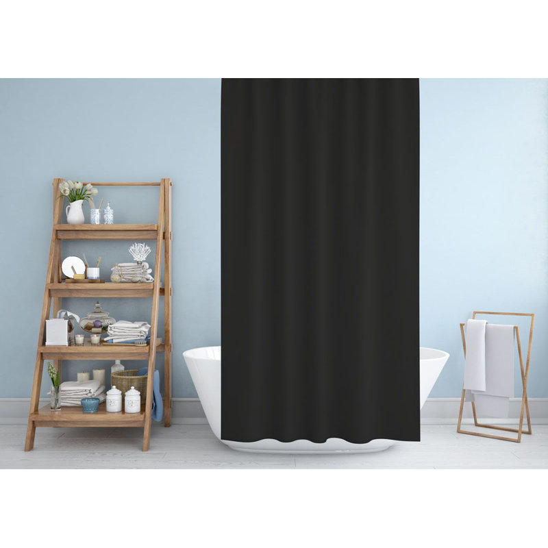 Shower Curtain with Hooks Included, Black