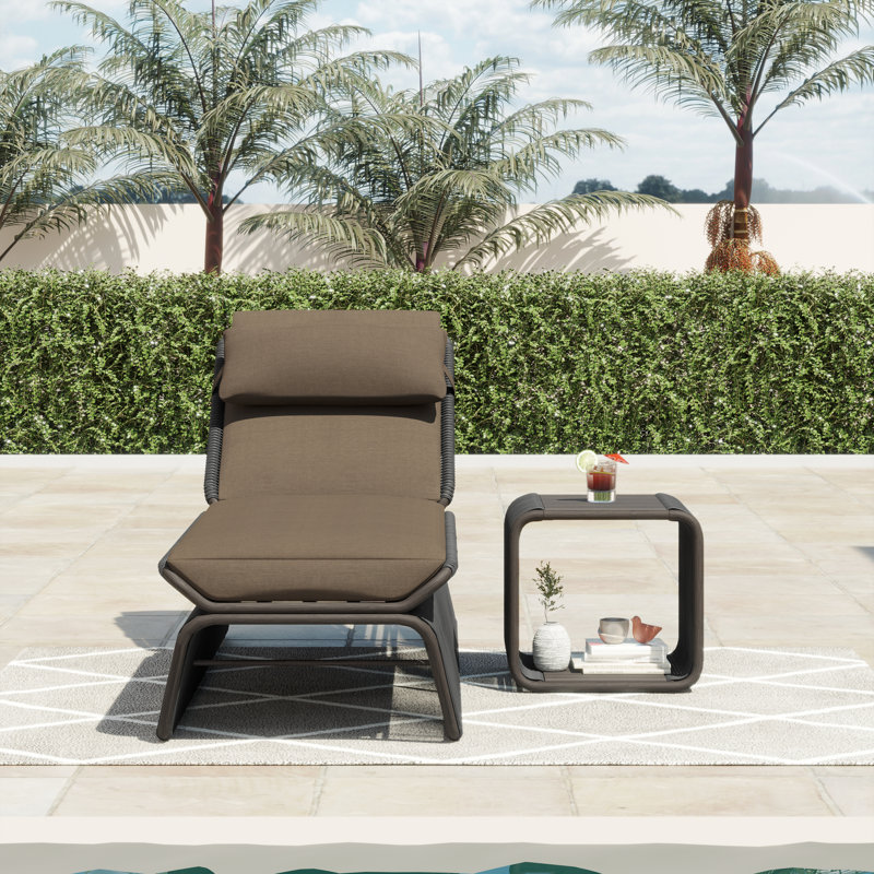 Chaise longue avec table Harper, Gris foncé, Caribou