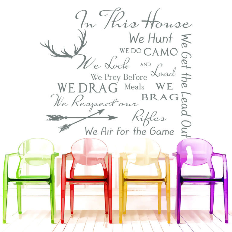 Décalcomanie murale citation règles maison family, Gris