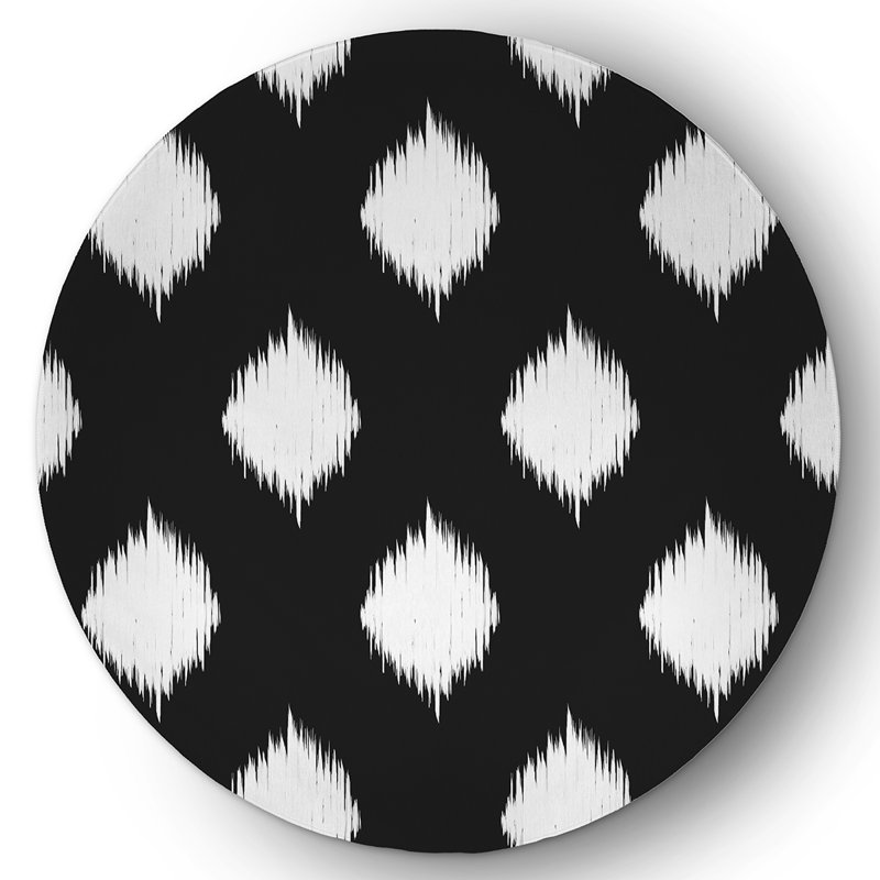 6_Tissu en chenille doux en treillis ikat, Rond 5 pi
