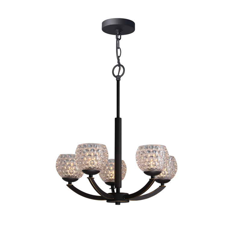 Lustre classique / traditionnel 5 lumières, Bronze, Cylindre faux opale, Halogène