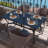 6-Person Rectangle Outdoor Steel Frame Patio Dining Table, With Umbrella Hole