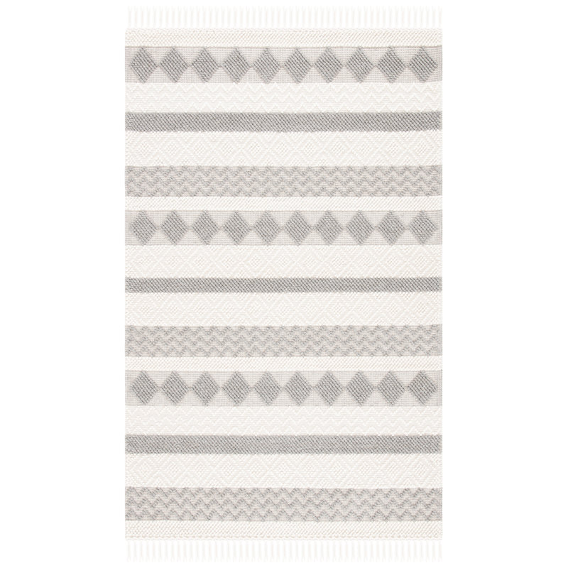 Tapis géométrique en laine tissé à la main Paz Natura, Rectangle 6 pi x 9 pi