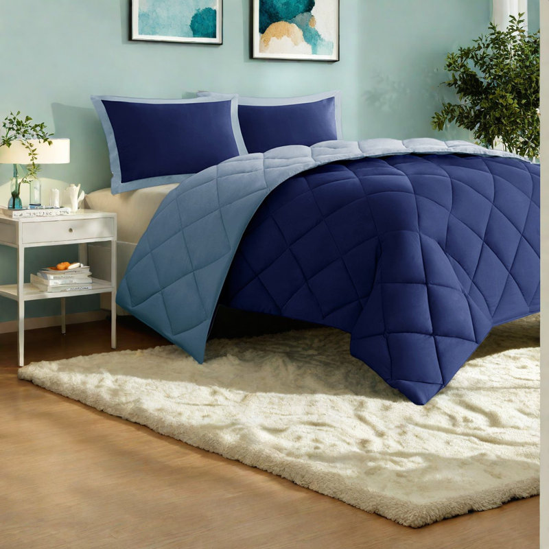 Premium Reversible Bedding Sets, Hypoallergenic Polyester Diamond Quilt For Modern Home