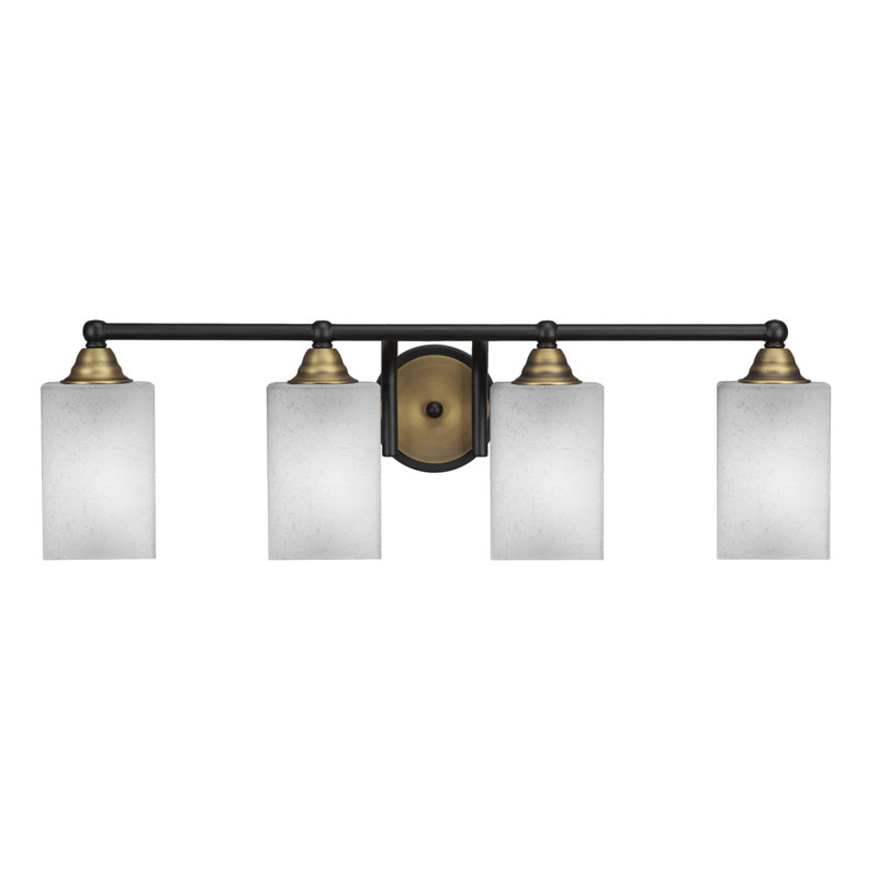 Barre d'éclairage de salle de bain 4 lumières Michell, Noir mat / or brossé