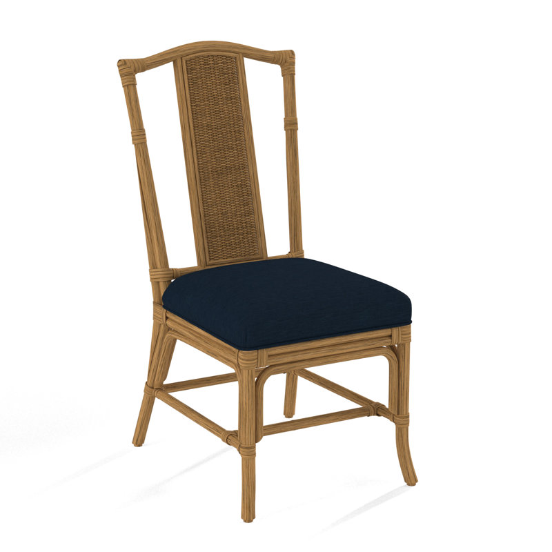 Drury Lane Slat Back Side Dining Chair, Honey, White Performance Fabric; 0851-94