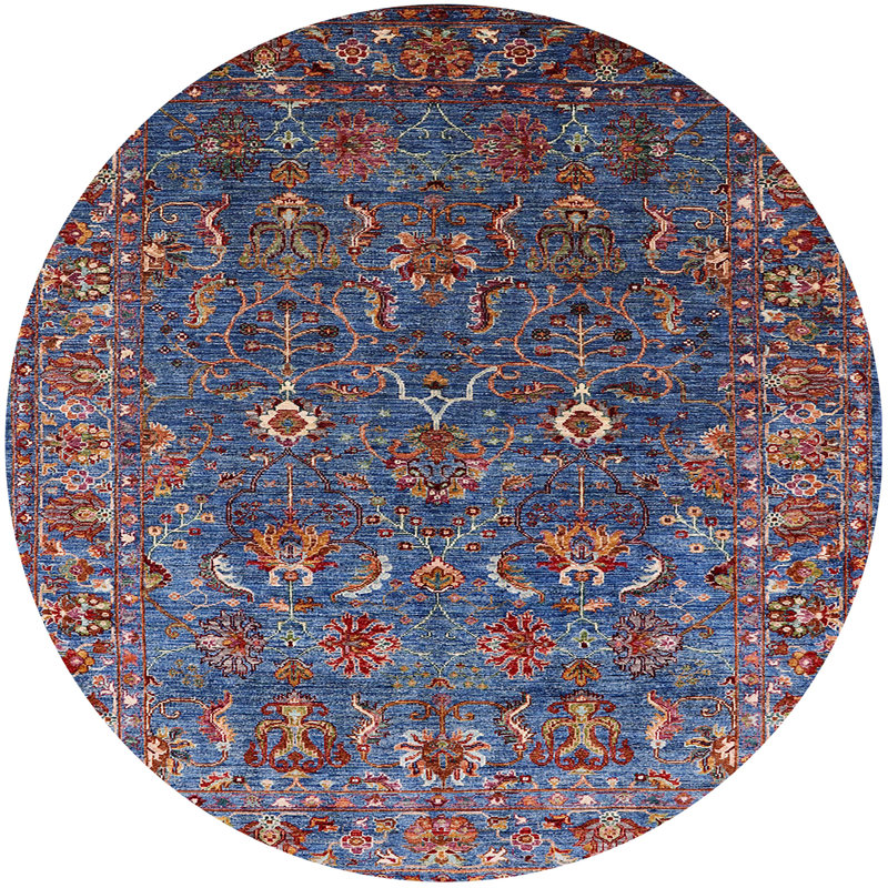 Tapis 100% Mid-Century moderne lavable à la machine 2420, Rond 8 pi