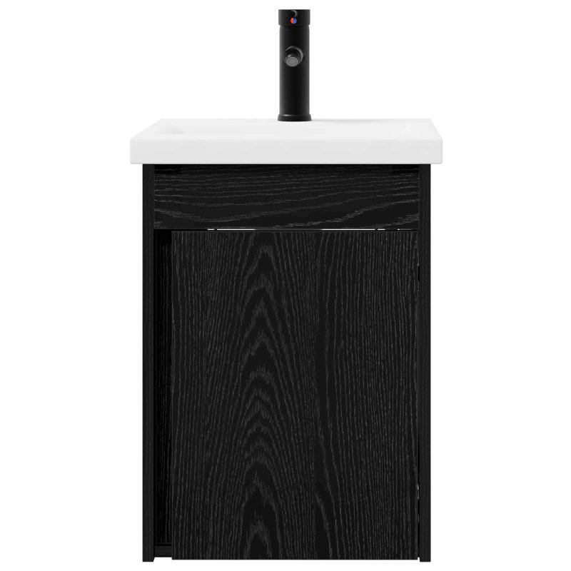 Single Bathroom Vanity with Ceramic Basin, Black