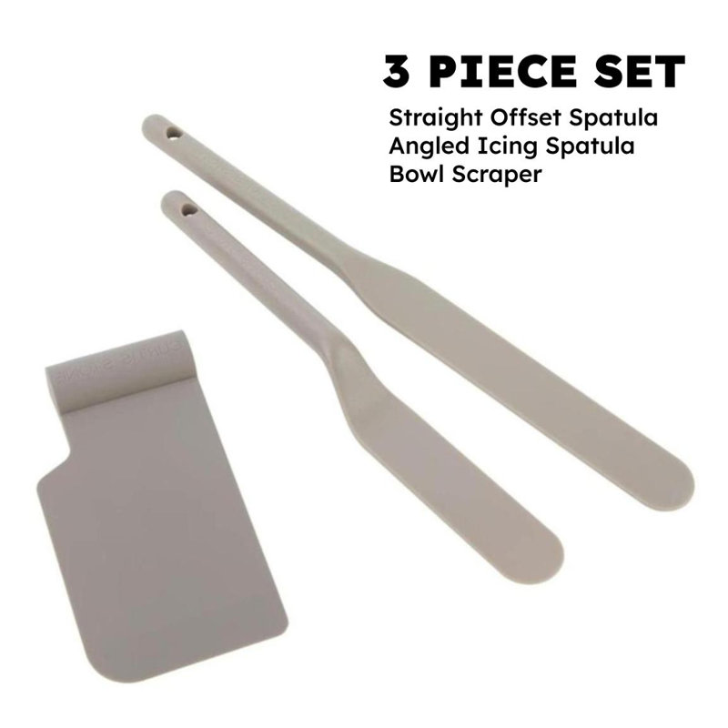 Ensemble de 3 spatules en nylon et grattoir à bol, Gris