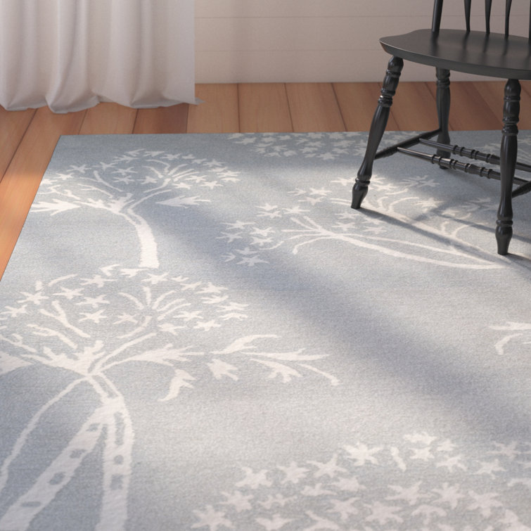 Hodgson Hand Tufted Wool/Viscose Floral Rug in Blue/Ivory