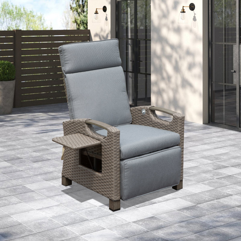Chaise de patio inclinable avec coussins, Gris