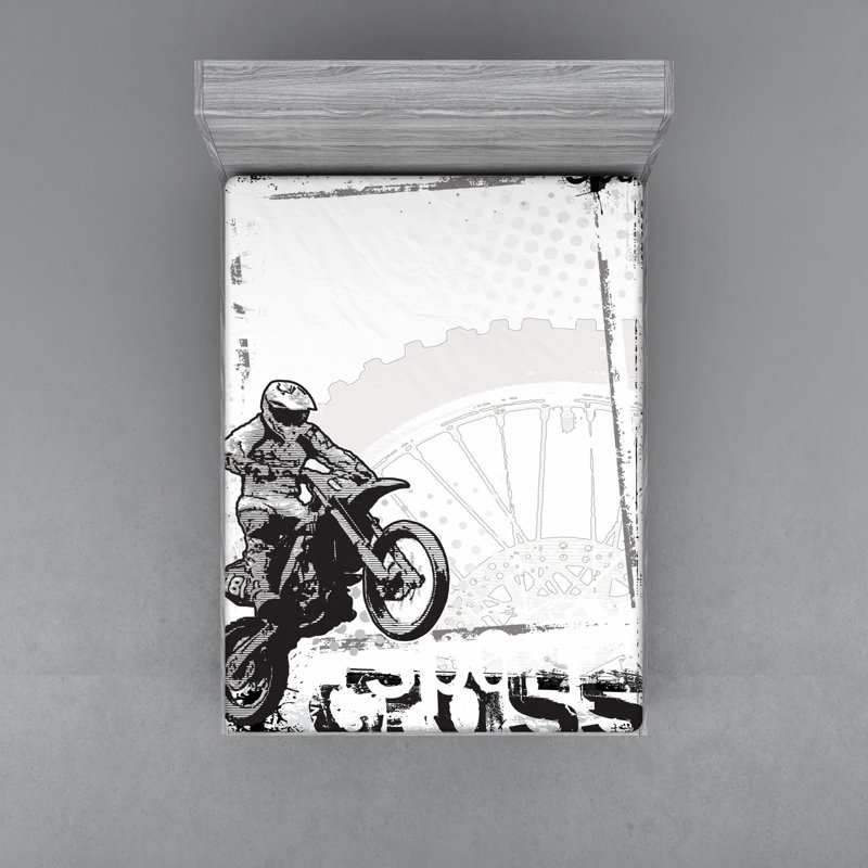 Motocross Racer Microfibre Jersey Knit Fitted Sheet, European Double (140 x 200cm)