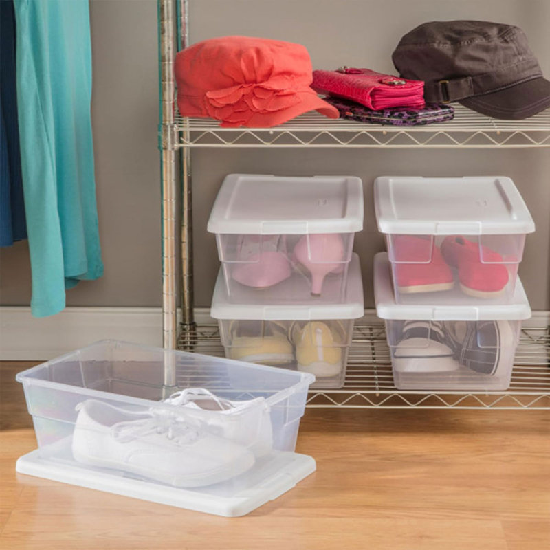 Sterilite 6 Qt Storage Box, Stackable Plastic Container, Home Organizer, 24 Pack, 6 qt., White