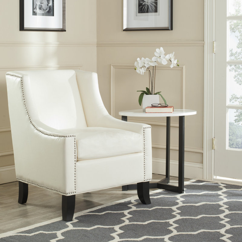 Fauteuil de 28,3 po de largeur, Similicuir blanc antique / noir