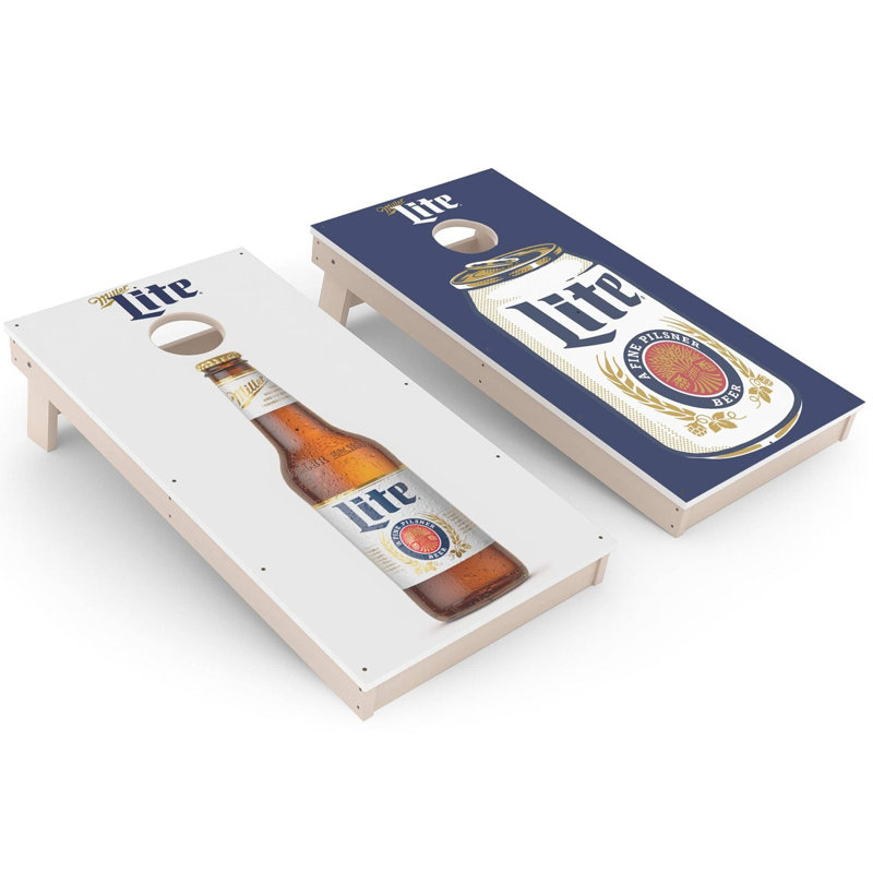 Miller Lite Split All-Weather Composite Cornhole Board Set, Add Carrying Case