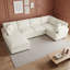Canapé modulaire 6 pièces avec repose-pieds mobile, canapé en chenille avec structure en bois massif pour salon-829998779