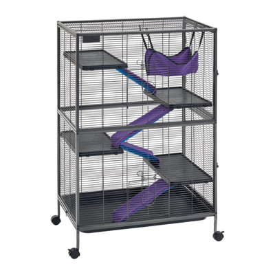 Cage métallique pour petits animaux H 50 po à 5 niveaux sur roulettes
