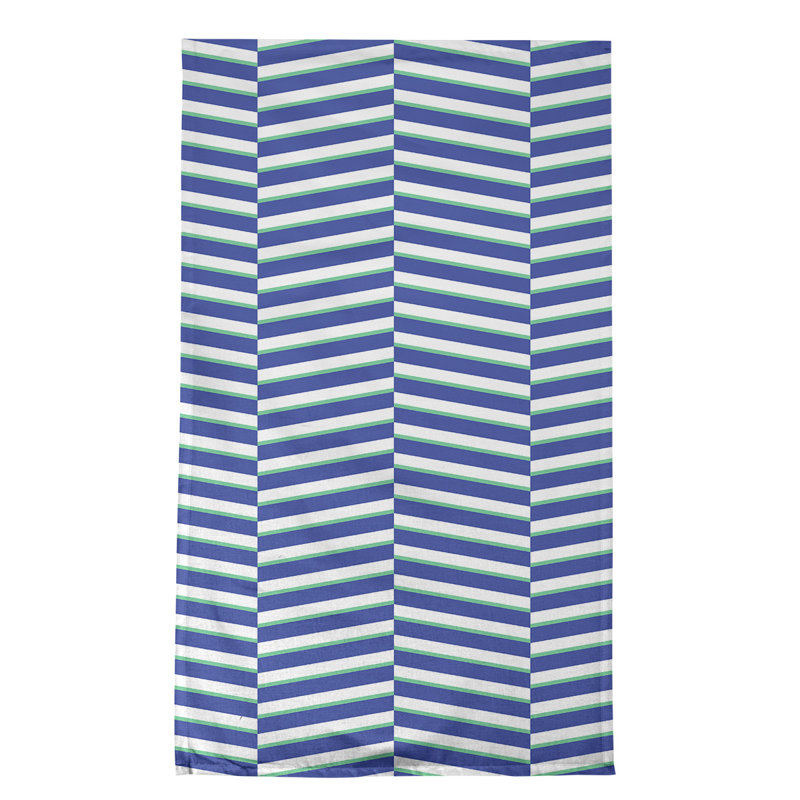 Torchon à rayures fracturées, Bleu/blanc, Croisé en coton