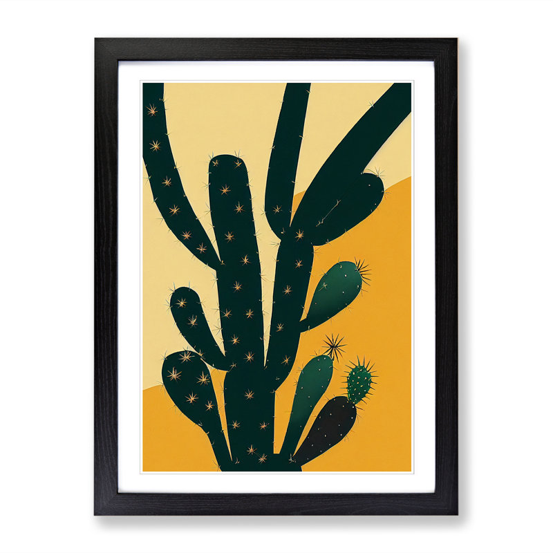FRM-V0523-344X Cactus Cacti Vol.4 - Single Picture Frame Print, 64cm H x 46cm W x 2cm D, Walnut Framed