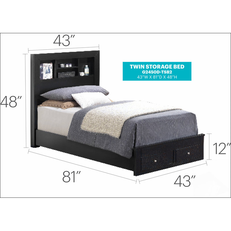 Sleek Dual-Purpose Black Storage Bed