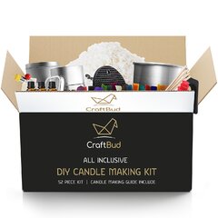 Craftbud DIY Candle Making Mini Supply Kit - 2lbs Natural Soy Wax, Fragrance Oil, Cotton Wicks, Centering Tool, and Glue Sticker - Multi