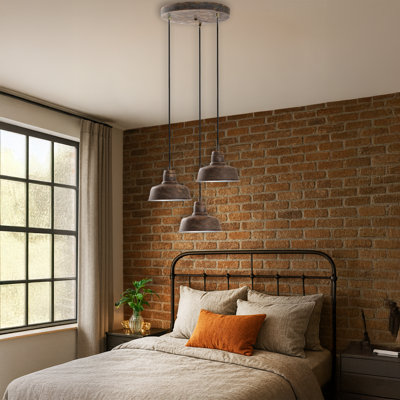 Adjustable Height 3 Lights Metal Body Antiquation Dome Cluster Pendant
