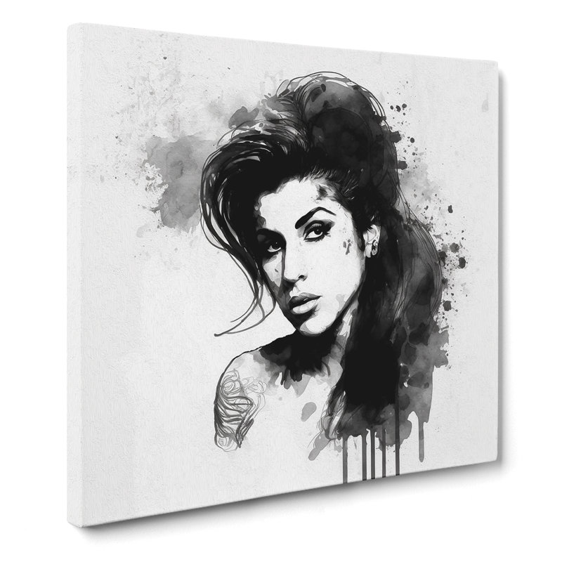 Amy Winehouse Ink Wash - Wrapped Canvas, 50cm H x 50cm W x 3cm D