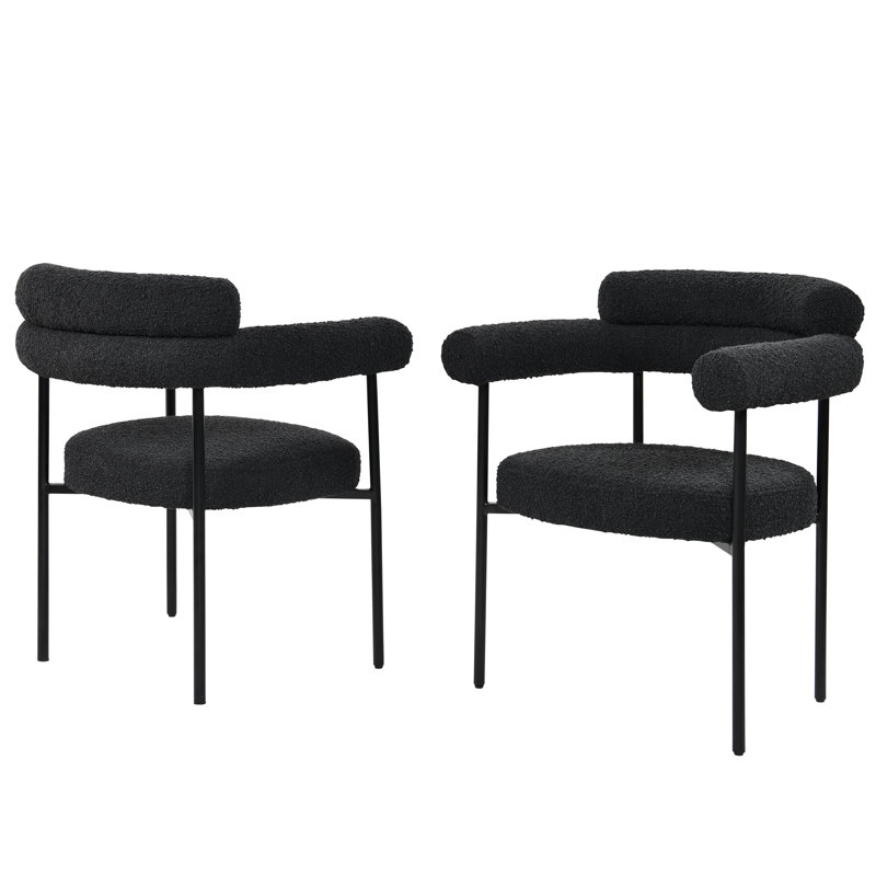 Chaise avec accoudoirs à dossier rembourré Shloima, Noir, Noir