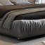 Très grand lit confortable avec revêtement en tissu massif et support en bois massif, lattes épaisses à plateforme grise-932379896-932379877