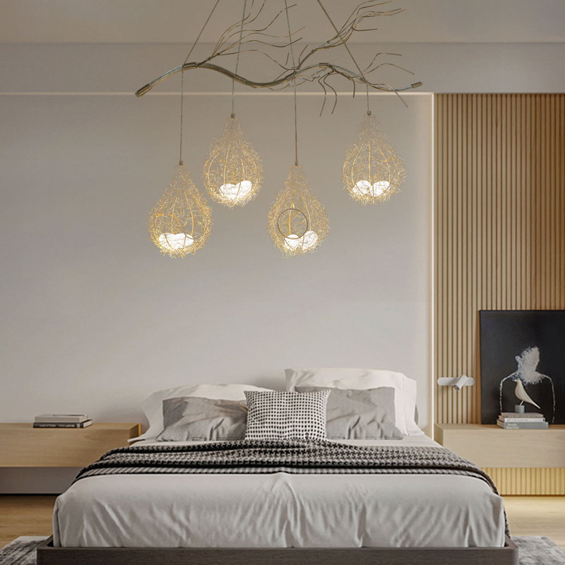 39.3" Creative Bird's Nest Chandelier Gorgeous Ceiling Lamp Fixture Elegant Rustic Pendant Light