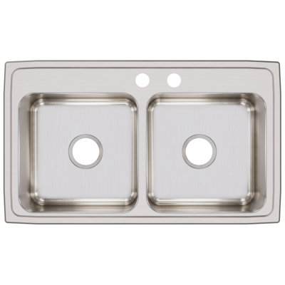 Évier de cuisine à double cuve à montage sur plan L 33 po x l 19,5 po Lustertone