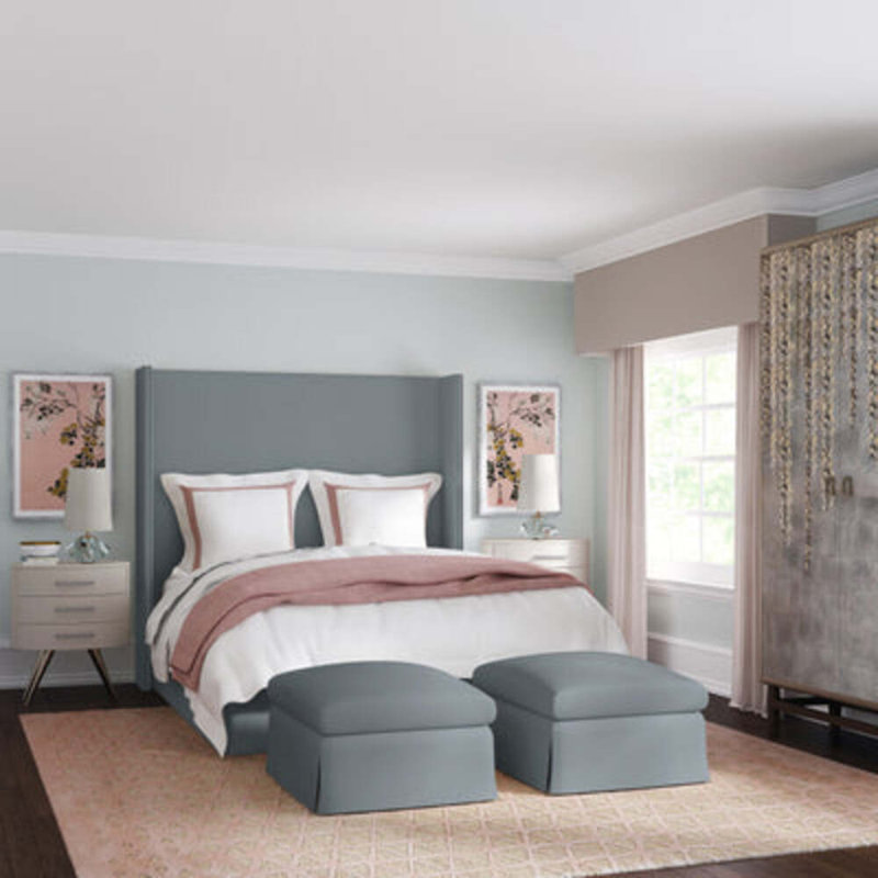 Kaiser Bed, Queen, Plush Velvet Alabaster