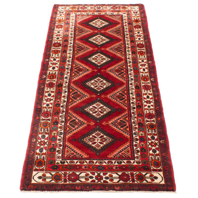 One of kind Hand-Knotted Anadol Red Rug 3'7" x 9'3"