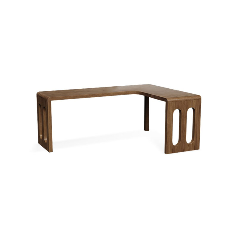 Bureaux en bois massif en L noyer, H 29,53 po x l 62,99 po x P 47,24 po, Retour à droite