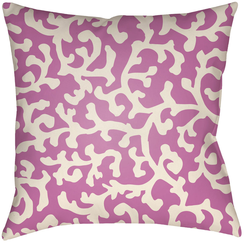 Litchfield Lumberton Indoor/Outdoor Throw Pillow, 18" H x 18" W, Fuchsia/Ivory