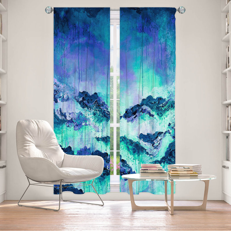 Rideau en polyester, Bleu / turquoise / noir, L 20 po x L 61 po