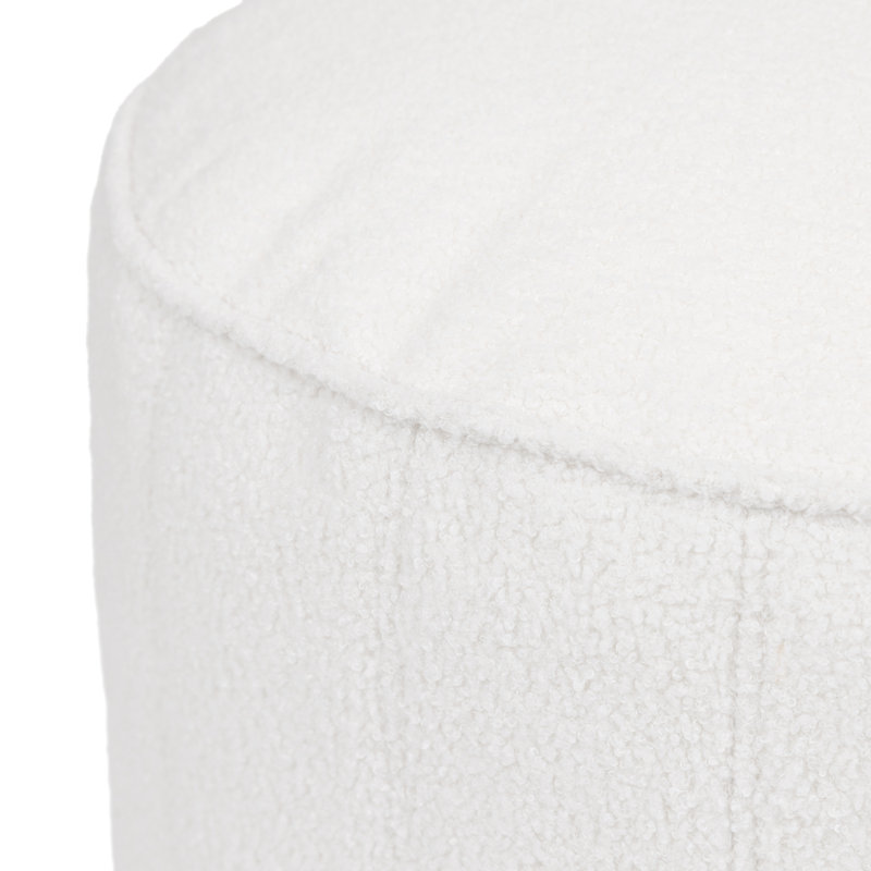 55cm Wide Round No Pattern Pouffe Ottoman, Cream