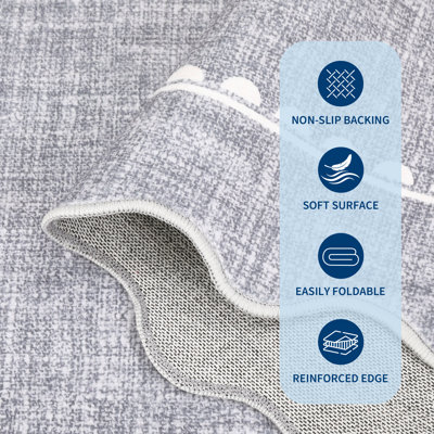 Tapis moderne à bords festonnés - Tapis doux, antidérapant et lavable - parfait pour le salon, la chambre à coucher, la chambre de bébé, le dortoir, le couloir, la salle de jeux