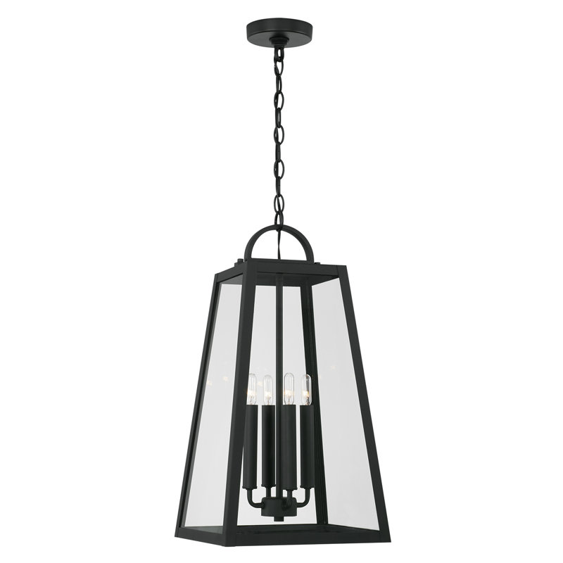 4 - Light Outdoor Hanging Lantern, Black